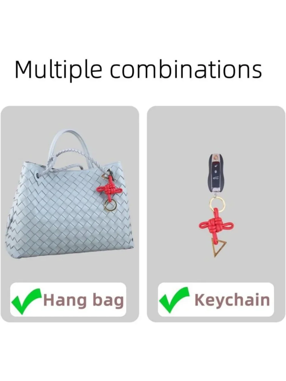 Genuine Leather Chinese Knot Keychain | D-Shaped Horseshoe Car Charm Pendant